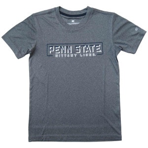 gray youth performance short sleeve t-shirt with Penn State Nittany Lions on chest